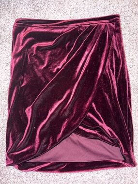 Forever 21 Burgundy Velvet Wrap Mini Skirt